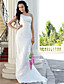  Sheath/Column One Shoulder Sweep/Brush Train Taffeta Wedding Dress
