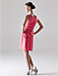  Sheath/Column Scoop Short/Mini Satin Bridesmaid/Wedding Party Dress