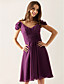  A-line V-neck Knee-length Chiffon Over Elastic Satin Bridesmaid/ Wedding Party Dress
