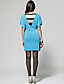  ts elastischen Bänder Rundhals Jersey-Kleid