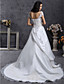  a-line off-the-spalla Corte dei treni organza taffetà abito da sposa