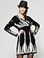  Beaded Printed Long Sleeves V Neckline Dress / Women's Dresses (FF-C-BL0736504)