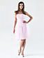  A-line Strapless Knee-length Tulle Over Matte Satin Bridesmaid/Wedding Party Dress