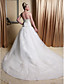  Ball Gown Strapless Chapel Train Wedding Dress