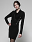  TS Chain Cowl Collar Long Sleeve Dress