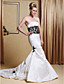  Taffeta Strapless Trumpet Wedding Dresses with Beaded Lace