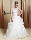  A-line Strapless Scalloped-Edged Neckline Organza Floor-length Wedding Dress