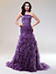  Trumpet/Mermaid Strapless Court Train Tulle Evening Dress With Cascading Ruffles