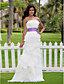  Sheath/Column Scalloped-Edge Neckline Floor-length Organza Wedding Dress
