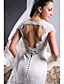  Trumpet/ Mermaid Square Court Train Satin Lace Wedding Dress
