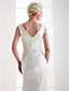  Sheath/Column Deep V-neck Floor-length Elastic Woven Satin Wedding Dress