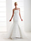  Trumpet/Mermaid Strapless Court Train Satin Wedding Dress