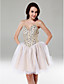  A-line Sweetheart Knee-length Stretch Satin Tulle Cocktail Dress