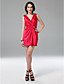  Satin Sheath/Column V-neck Short/Mini Cocktail Dress inspired by Selena Gomez