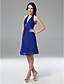  A-line Halter V-neck Knee-length Chiffon Bridesmaid Dress