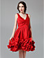  A-line V-neck Knee-length Satin Cocktail Dress