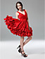  A-line V-neck Knee-length Satin Cocktail Dress