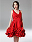  A-line V-neck Knee-length Satin Cocktail Dress