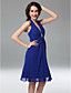  A-line Halter V-neck Knee-length Chiffon Bridesmaid Dress