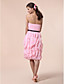  Sheath/Column Strapless Knee-length Chiffon Bridesmaid Dress With Cascading Ruffle
