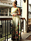  klaring! print ene skulderen fotsid chiffon kjole