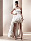 A-line Strapless Asymmetrical Satin Wedding Dress