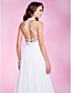  A-line Halter Court Train Chiffon Evening Dress