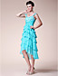  A-line Straps Sweetheart Asymmetrical Chiffon Elastic Woven Satin Wedding Party Dress