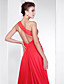 A-line One Shoulder Court Train Chiffon Evening Dress With Split Front