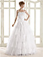  A-line Square Spaghetti Straps Floor-length Organza Wedding Dress