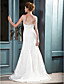  A-line V-neck Court Train Lace Satin Wedding Dress