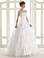  A-line Square Spaghetti Straps Floor-length Organza Wedding Dress