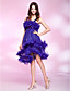  A-line Straps Asymmetrical Organza Cocktail Dress