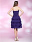  A-line Sweetheart Knee-length Tiered Chiffon Cocktail Dress