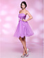  A-line Strapless Knee-length Tulle And Stretch Satin Cocktail Dress