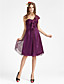 Sheath/ Column Sleeveless One Shoulder Knee-length Chiffon Bridesmaid Dress