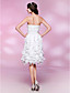  라인 strapless 무릎 길이 쉬폰 레이스 칵테일 드레스
