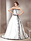  A-line Sweetheart Court Train Satin Wedding Dress with Split Front