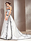  A-line Sweetheart Court Train Satin Wedding Dress with Split Front