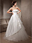  A-line Strapless Sweep/Brush Train Satin Tulle Wedding Dress
