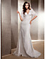 Trumpet/Mermaid V-neck Sweep/Brush Train Lace Wedding Dress