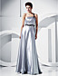  A-line One Shoulder Floor-length Stretch Satin Evening Dress