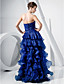  A-line Strapless Floor-length Organza Evening Dress