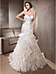  Luxury Delicate Beaded Taffeta Chapel Train Wedding Dress