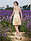  Sheath/Column Strapless Short/Mini Organza Wedding Dress