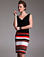  ts cappuccio collo colore blocco vestito a strisce bodycon (più colori)