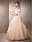  A-line Off-the-shoulder Floor-length Satin And Organza Wedding Dress