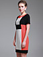  ts manga curta simplicidade verificada vestido bloco de cor