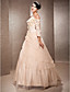  A-line Off-the-shoulder Floor-length Satin And Organza Wedding Dress