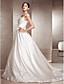  A-line V-neck Chapel Train Satin Wedding Gown